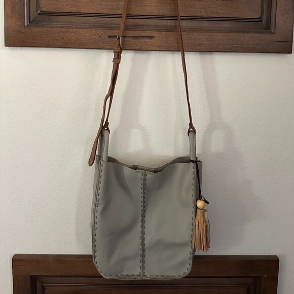 The Sak Los Feliz Tote Bag Leather Grey Brown Purse - Picture 1 of 8